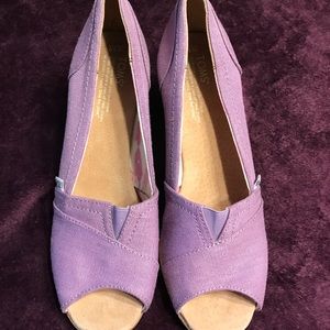 TOMS wedge heeled peep toe shoes.